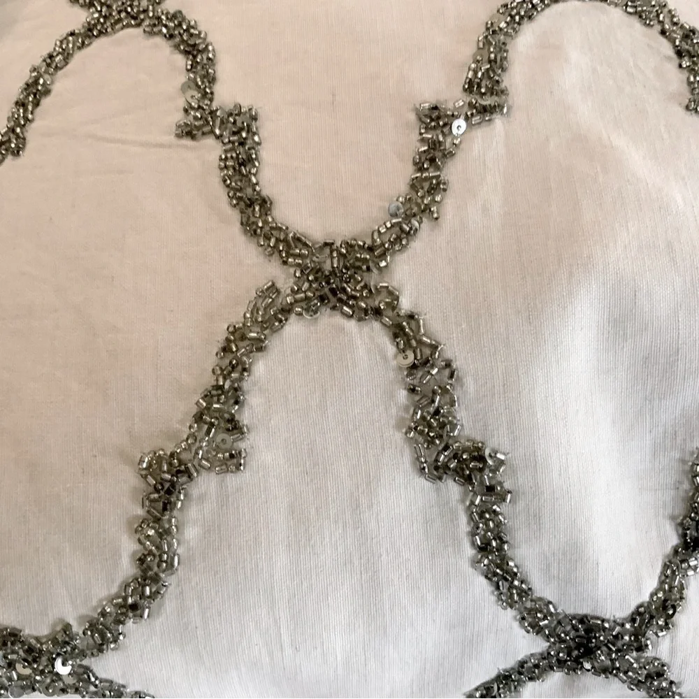 Price‎ reduced Pottery Barn Natural white and silver beaded pillow